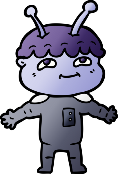 Bir insan tarafından çizilmiş dost canlısı çizgi film uzay adamı.