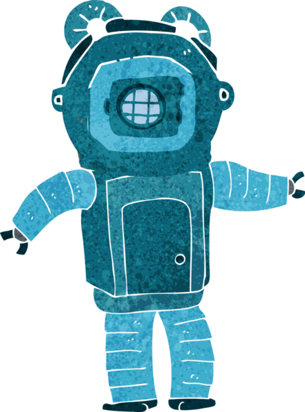 bir insan tarafından çizilmiş derin deniz dalgıcı çizgi filmi