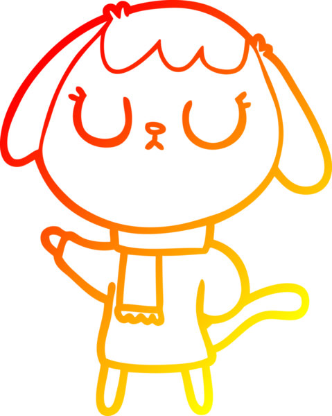 Bir insan tarafından çizilmiş sevimli bir köpeğin sıcak çizgi çizgisi.