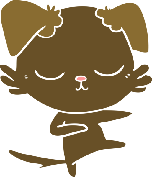 Bir insan tarafından çizilmiş şirin düz renkli çizgi film köpeği.