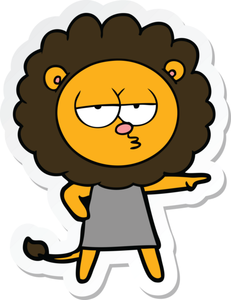 Bir insan tarafından çizilmiş canı sıkkın bir aslanın çıkartması.