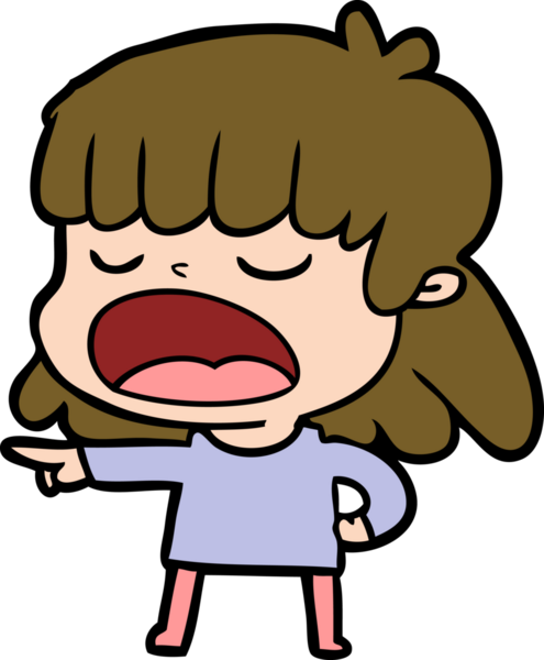 Çizgi filmdeki kadın bir insan tarafından yüksek sesle çizilmiş.