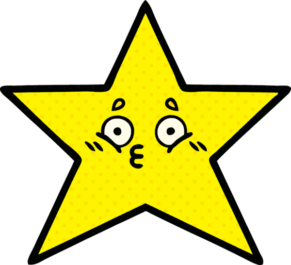 Bir insan tarafından çizilmiş bir altın yıldızın çizgi filmi.