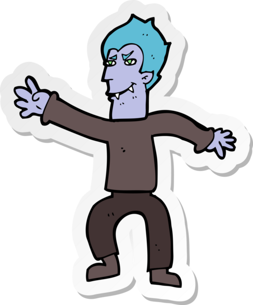 Bir insan tarafından çizilmiş bir vampir adamın çıkartması.