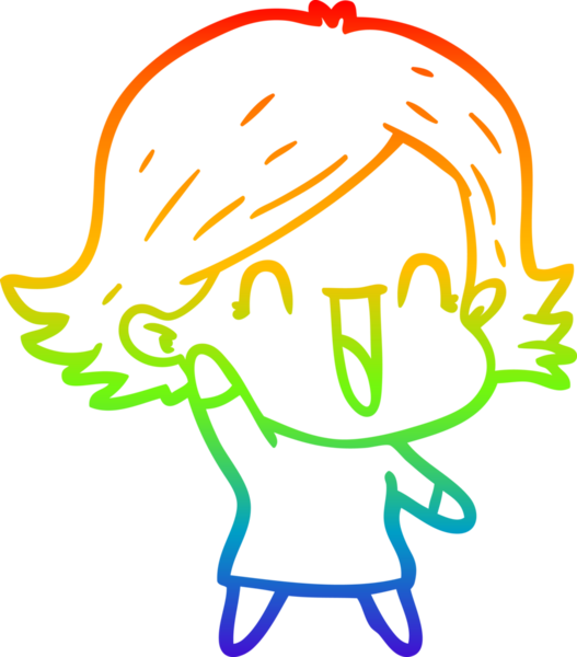 gökkuşağı gradyan çizimi bir insan tarafından çizilmiş mutlu bir kadın çizgi