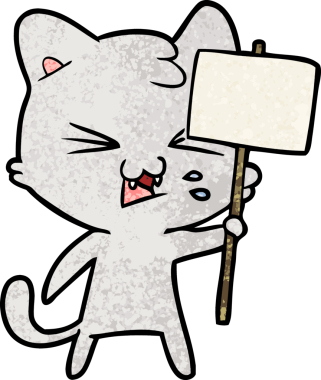 Bir insan tarafından çizilmiş kedi tıslaması.