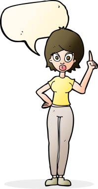 Çizgi filmdeki kadın bir insan tarafından çizilmiş konuşma balonuyla anlatmak istediği şeyi anlatıyor.