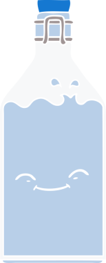 Düz renkli karikatür. Bir insan tarafından çizilmiş eski su şişesi.