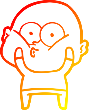 Bir insan tarafından çizilmiş kel bir adamın sıcak çizgi çizimi.