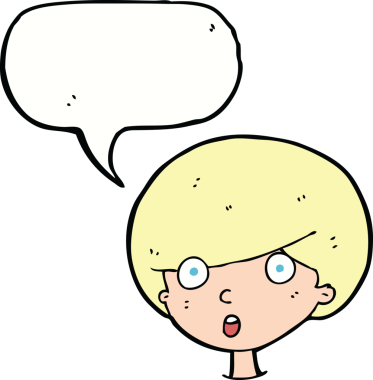 Bir insan tarafından çizilmiş konuşma balonuyla şaşırmış bir çocuk.