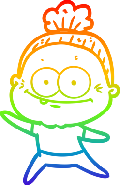 Gökkuşağı gradyan çizgi çizimi Bir insan tarafından çizilmiş mutlu yaşlı kadın