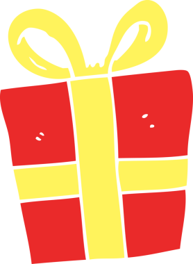 Bir insan tarafından çizilmiş noel hediyesinin düz renk çizimi