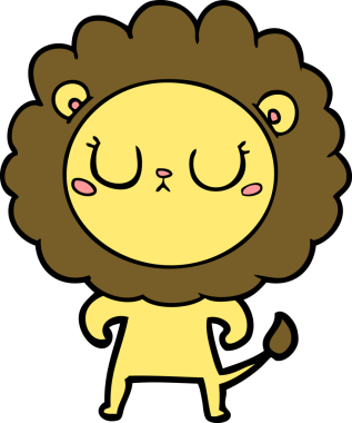 Bir insan tarafından çizilmiş çizgi film aslanı.