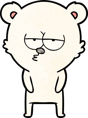 Bir insan tarafından çizilmiş sıkılan kutup ayısı çizgi filmi.