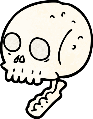 Bir insan tarafından çizilmiş ürkütücü bir kafatası.