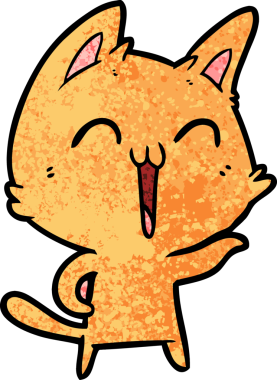 Bir insan tarafından çizilmiş mutlu çizgi film kedisi.