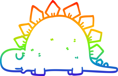 Bir insan tarafından çizilmiş tarih öncesi bir dinozorun gökkuşağı gradyan çizimi