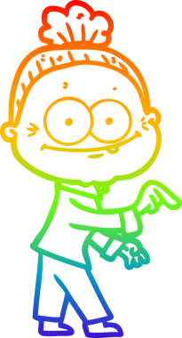 Gökkuşağı gradyan çizgi çizimi Bir insan tarafından çizilmiş mutlu yaşlı kadın