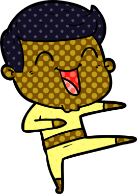 Bir insan tarafından çizilmiş gülen çizgi film adamı.