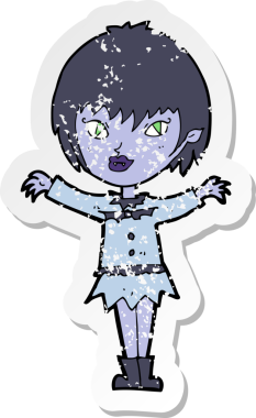 Bir insan tarafından çizilmiş vampir bir kızın gerilimli çıkartması.