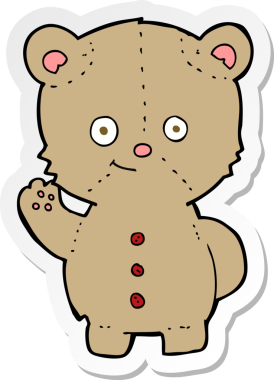 Bir insan tarafından çizilmiş oyuncak ayının çıkartması.