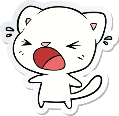 Bir insan tarafından çizilmiş bir çizgi film kedisinin çıkartması.