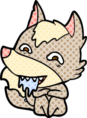 Bir insan tarafından çizilmiş aç kurt çizgi filmi.