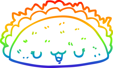 gökkuşağı gradyan çizgi çizimi bir insan tarafından çizilmiş taco çizgi filmi