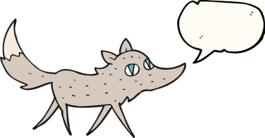 Bir insan tarafından çizilmiş serbest konuşma balonu çizgi filmi küçük kurt.