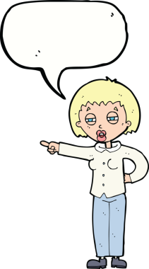 Çizgi filmdeki kadın, bir insan tarafından çizilmiş bir konuşma balonuyla havlıyor.