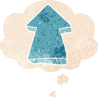 Bir insan tarafından çizilmiş grunge ile düşünce baloncuğu ile çizilmiş çizgi film sıkıntılı retro desen