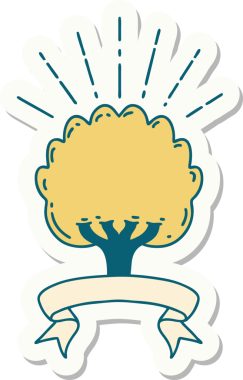 Bir insan tarafından çizilmiş dövme stili bir ağacın çıkartması.