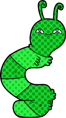 Bir insan tarafından çizilmiş mutlu bir tırtıl.