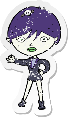 Bir insan tarafından çizilmiş vampir bir kızın gerilimli çıkartması.