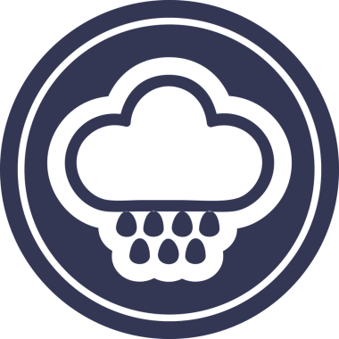 Bir insan tarafından çizilmiş yağmur bulutu dairesel simgesi