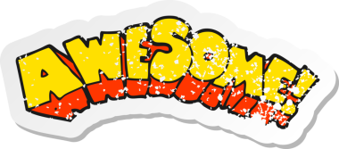 Bir insan tarafından çizilmiş harika bir karikatür sözcüğünün geriletilmiş yapıştırması.