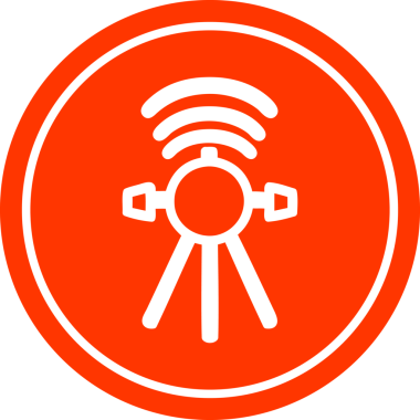 İletişim uydusu dairesel simgesi bir insan tarafından çizilmiş