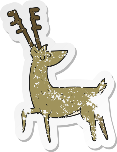 Bir insan tarafından çizilmiş karikatür geyiğinin gerilimli etiketi.