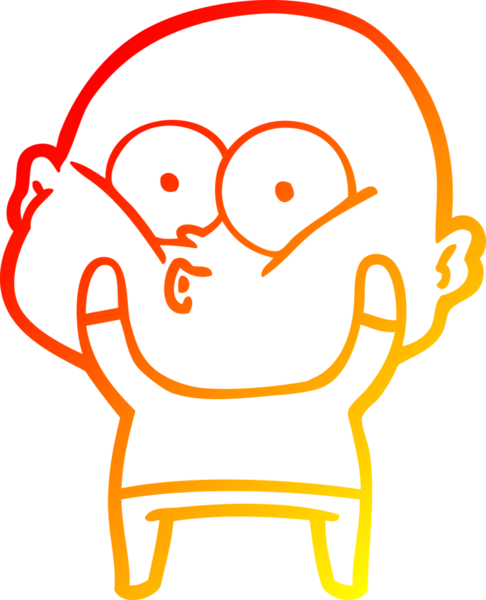 Bir insan tarafından çizilmiş kel bir adamın sıcak çizgi çizimi.