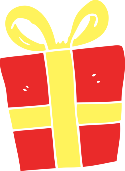 Bir insan tarafından çizilmiş noel hediyesinin düz renk çizimi