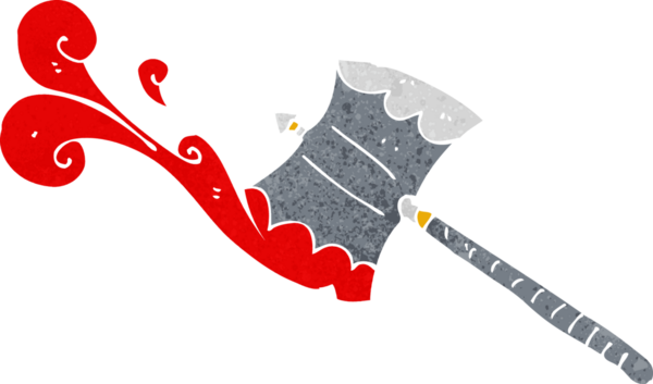 Bir insan tarafından çizilmiş çift taraflı balta.