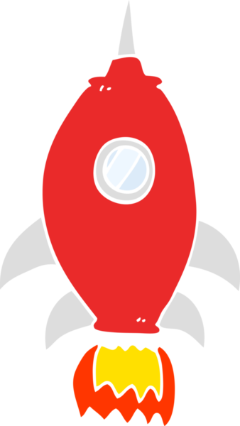 Bir insan tarafından çizilen uzay gemisinin düz renk çizimi