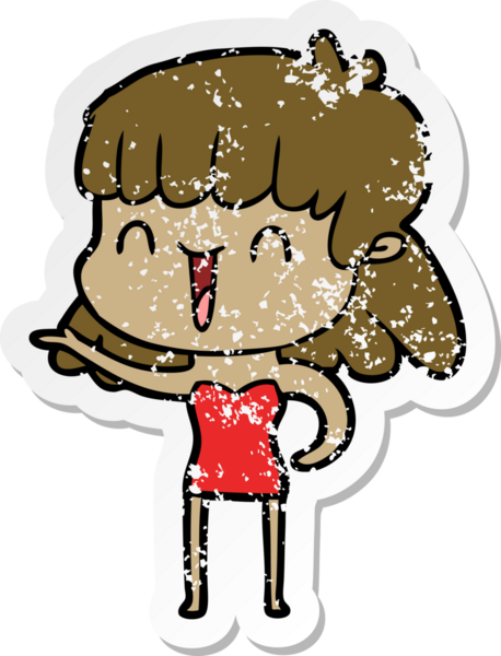 Bir insan tarafından çizilmiş karikatür bir kadının sıkıntılı çıkartması.