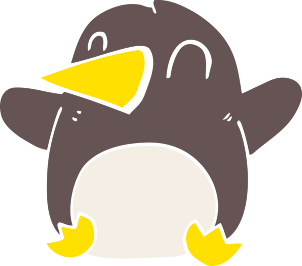 Bir insan tarafından çizilmiş karalama dans eden penguen.