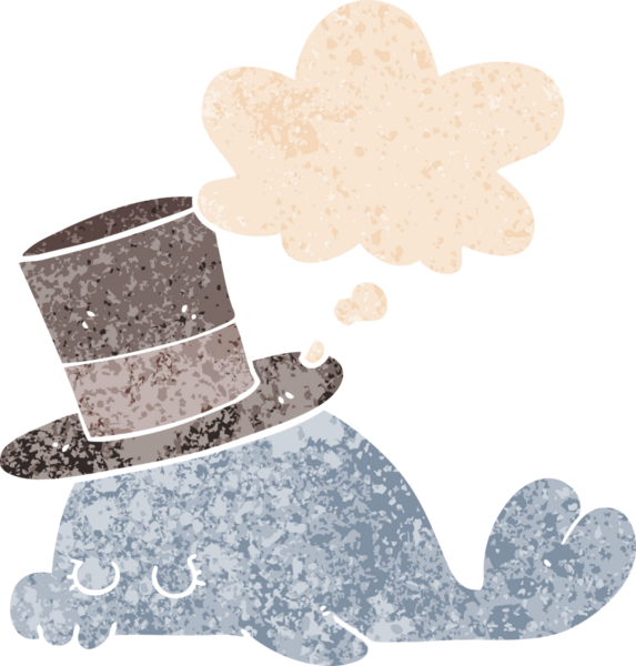 Homurdanan düşünce baloncuğu olan sevimli çizgi film yunusu insan tarafından çizilmiş dertli retro stili.