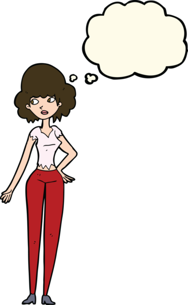 Bir insan tarafından çizilmiş düşünce baloncuğu olan güzel bir kadın.