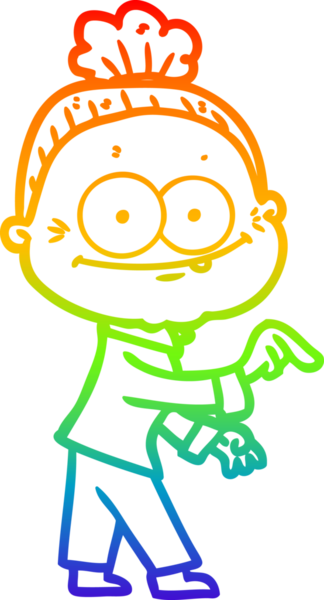 Gökkuşağı gradyan çizgi çizimi Bir insan tarafından çizilmiş mutlu yaşlı kadın