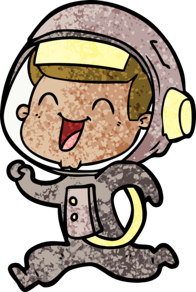 Bir insan tarafından çizilmiş mutlu astronot çizgi filmi.