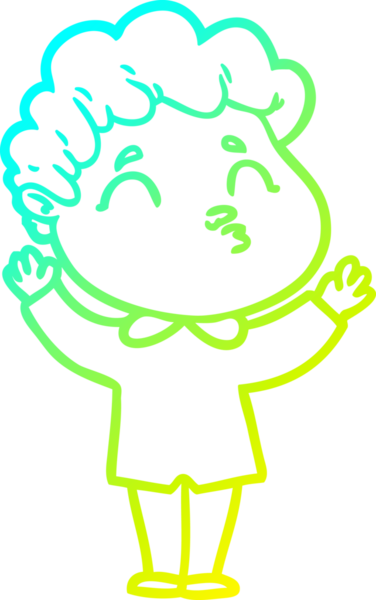 Bir insanın omuz silkerken çizdiği karikatür çizimi.