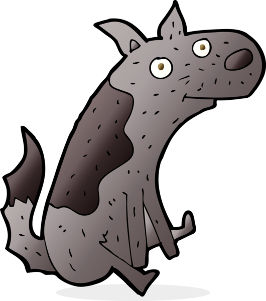 Bir insan tarafından çizilmiş çizgi film köpeği.